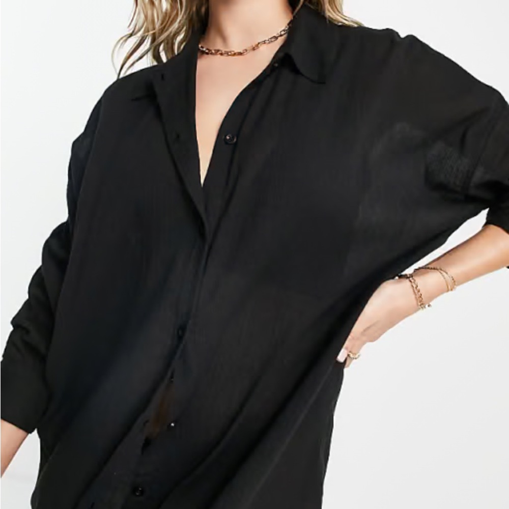 Wyeth- Classic Black Button- Up Linen Longsleeve Shirt